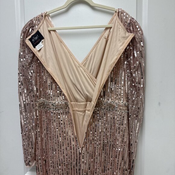 Mac Duggal Size 16 Rose Pink 93549 Sequin Embellished Long Sleeve Gown Dress NWT - Picture 15 of 16